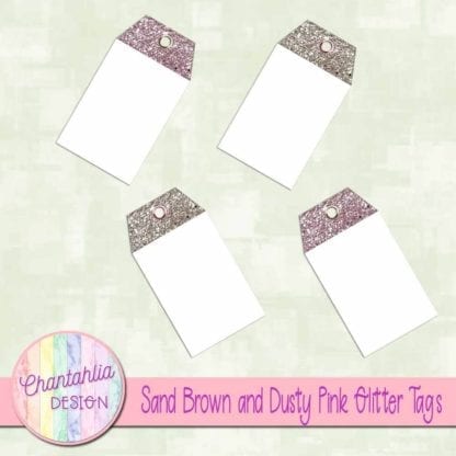sand brown and dusty pink glitter tags