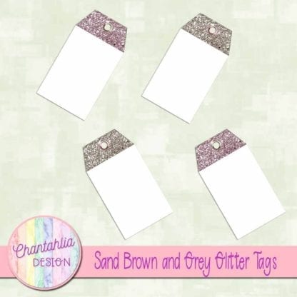sand brown and grey glitter tags