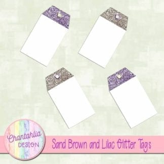 sand brown and lilac glitter tags