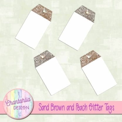 sand brown and peach glitter tags