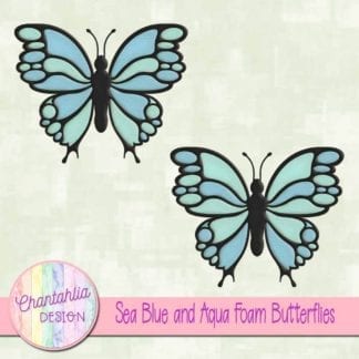 free sea blue and aqua foam butterflies