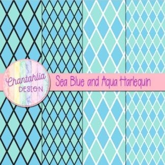 free sea blue and aqua harlequin digital papers