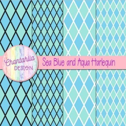 free sea blue and aqua harlequin digital papers