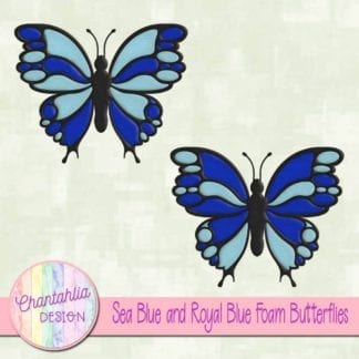 free sea blue and royal blue foam butterflies