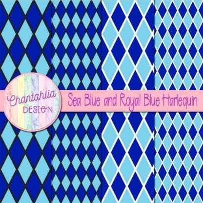 free sea blue and royal blue harlequin digital papers