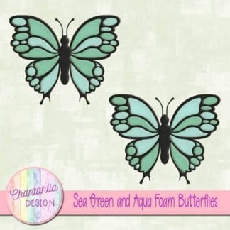 free sea green and aqua foam butterflies
