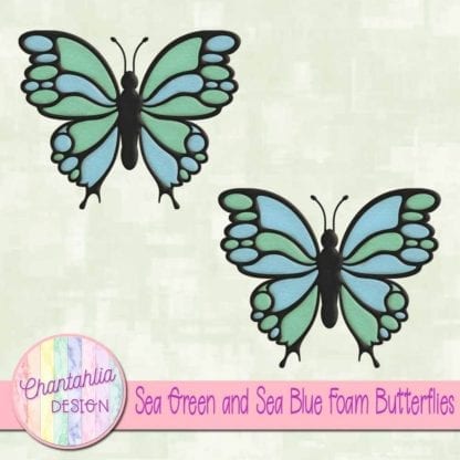 free sea green and sea blue foam butterflies