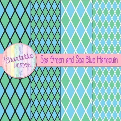 free sea green and sea blue harlequin digital papers