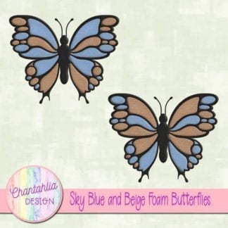 free sky blue and beige foam butterflies