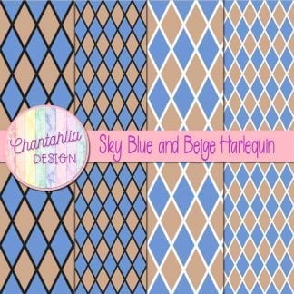 free sky blue and beige harlequin digital papers