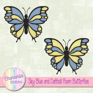 free sky blue and daffodil foam butterflies