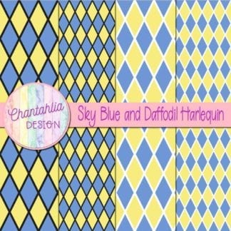 free sky blue and daffodil harlequin digital papers