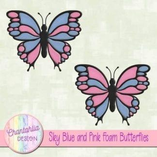 free sky blue and pink foam butterflies
