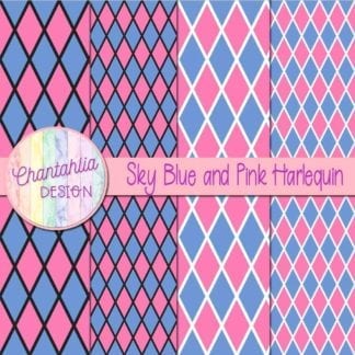 free sky blue and pink harlequin digital papers