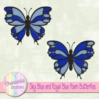 free sky blue and royal blue foam butterflies