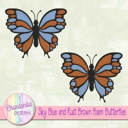 free sky blue and rust brown foam butterflies