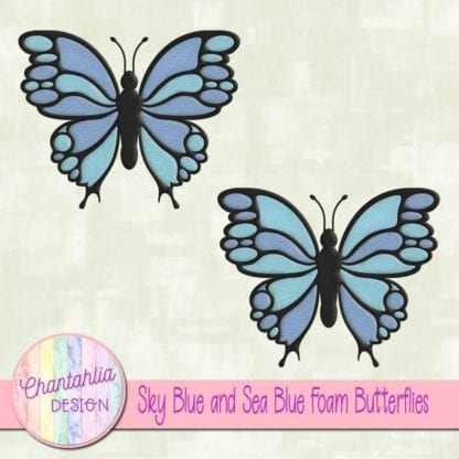 free sky blue and sea blue foam butterflies