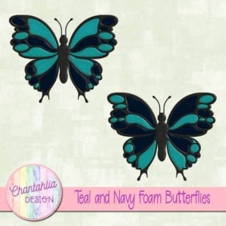 free teal and navy foam butterflies