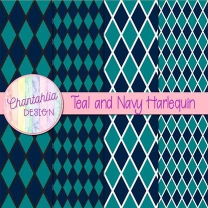 free teal and navy harlequin digital papers