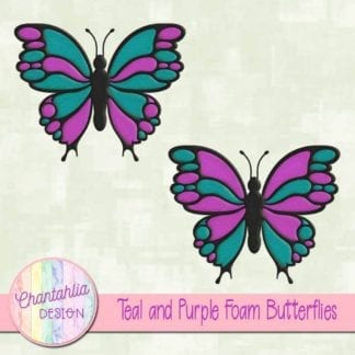 free teal and purple foam butterflies