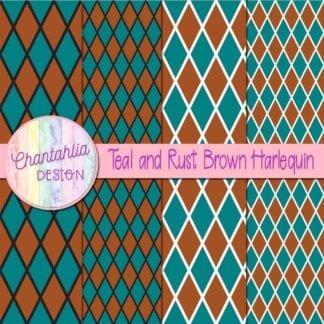 free teal and rust brown harlequin digital papers