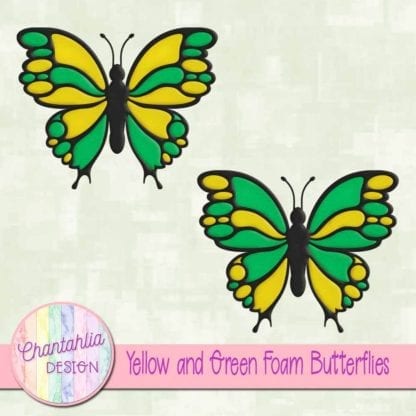 free yellow and green foam butterflies