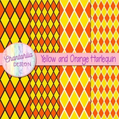 free yellow and orange harlequin digital papers
