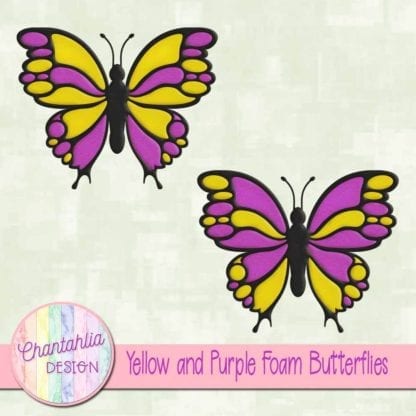 free yellow and purple foam butterflies