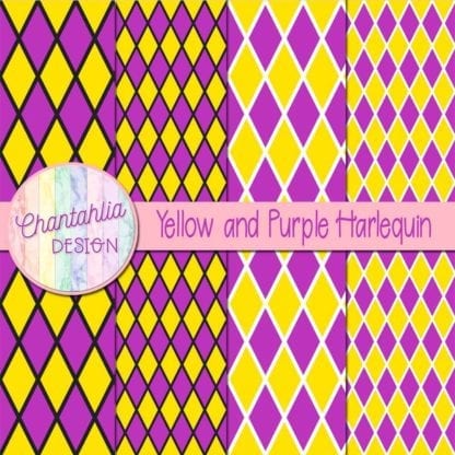 free yellow and purple harlequin digital papers