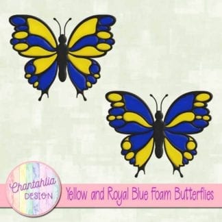 free yellow and royal blue foam butterflies