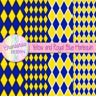 free yellow and royal blue harlequin digital papers