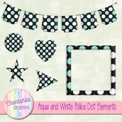 aqua and white polka dot elements