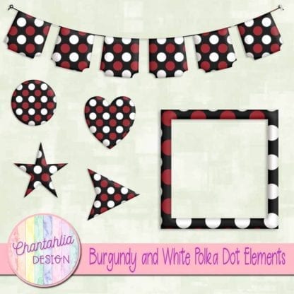 burgundy and white polka dot elements