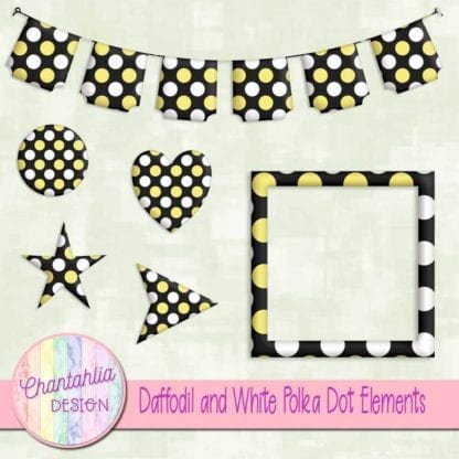 daffodil and white polka dot elements