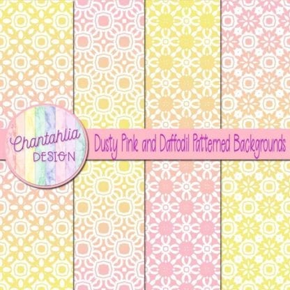 free pink and daffodil patterned digital paper backgrounds