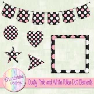 dusty pink and white polka dot elements