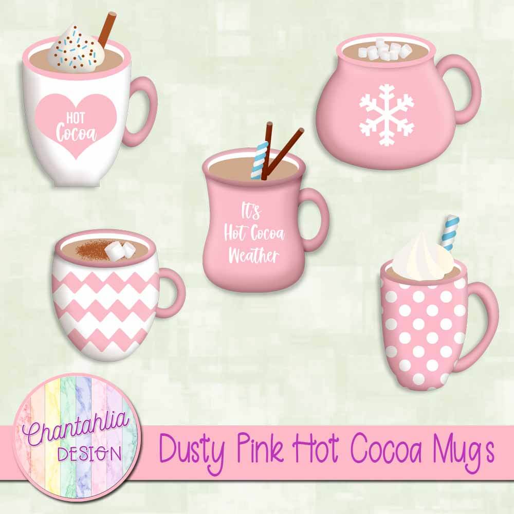 dusty pink hot cocoa mugs