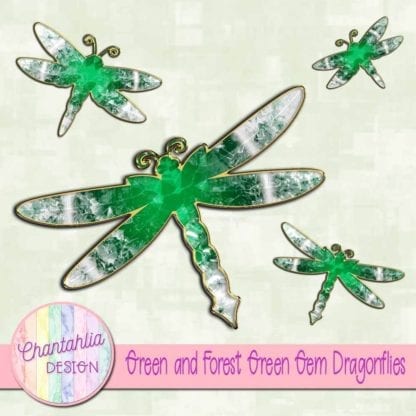 green and forest green gem dragonflies