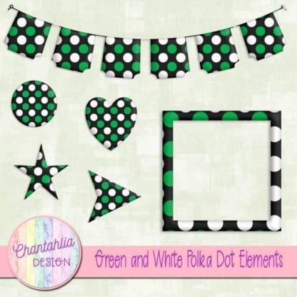 green and white polka dot elements