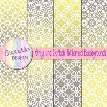 free grey and daffodil patterned digital paper backgrounds