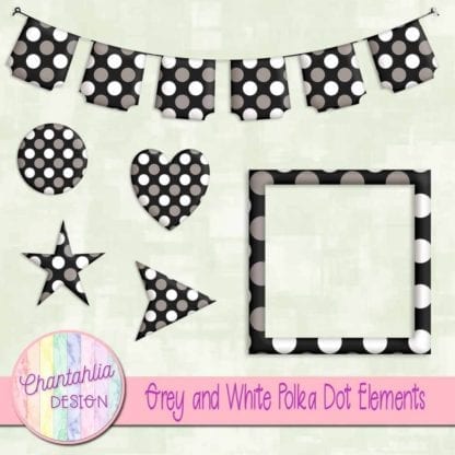 grey and white polka dot elements