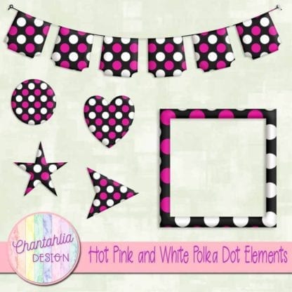 hot pink and white polka dot elements