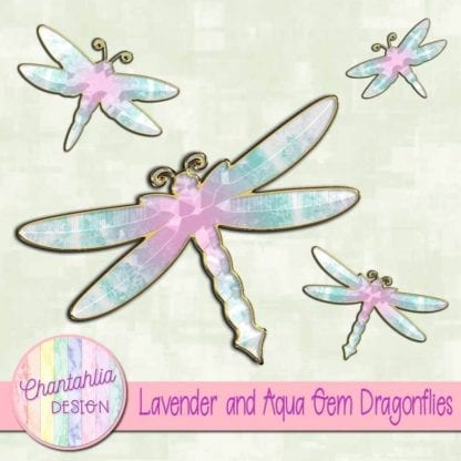lavender and aqua gem dragonflies