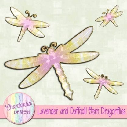 lavender and daffodil gem dragonflies
