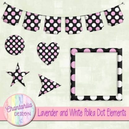 lavender and white polka dot elements