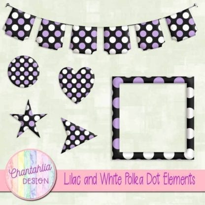 lilac and white polka dot elements