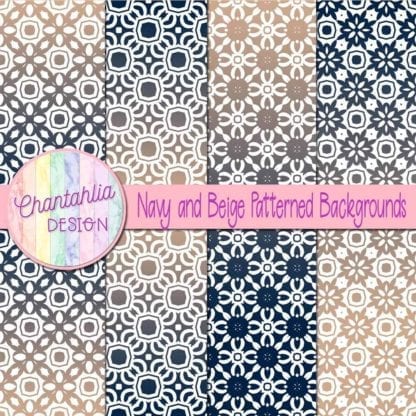 free navy and beige patterned digital paper backgrounds