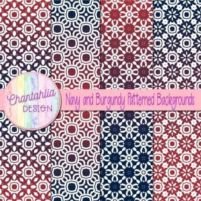 free navy and burgundy patterned digital paper backgrounds