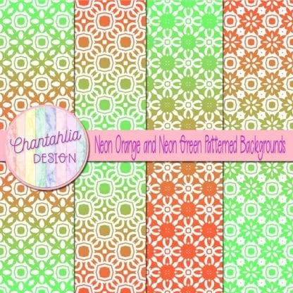 free neon orange and green patterned digital paper backgrounds