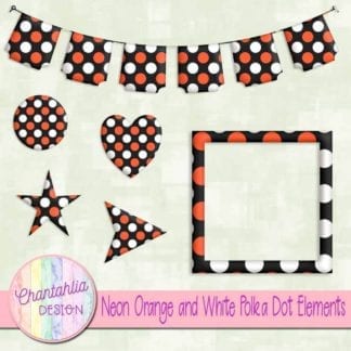 neon orange and white polka dot elements